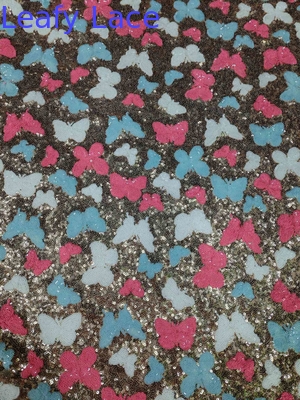 Kolorowy motyl Wysokiej jakości miękkie płaszcz z brodującej tkaniny Pattern Piece Dye Mesh Ground For Fashion Dress