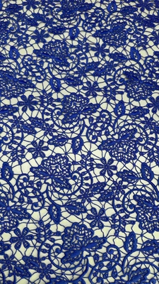 100% Poly Royal Blue Wysokiej Jakości Kwiatowa Chemiczna Wzorniczy Tkanina Sznurówka Odzież Damska Ubrania Modne Suknia
