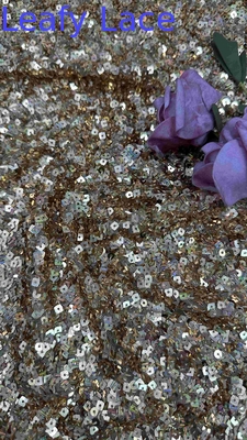50 Inch Brown Kolor wysokiej jakości Sparkling Square Sequin sieci haftowania koronka suknia tkanina na wieczorną sukienkę
