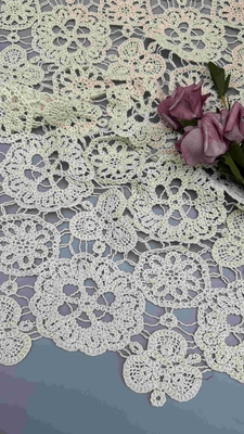 100% bawełny kości słoniowej kwiatowej eleganckiego designu miękkie rękawiczki haftowane sznurówki tkaniny pełnej szerokości dla odzieży mody