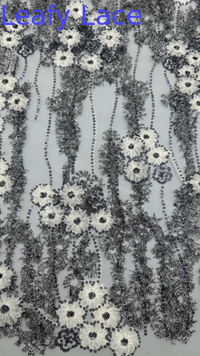 Szlachetny materiał metalowy z koronką Elegantny materiał na broderia ślubna