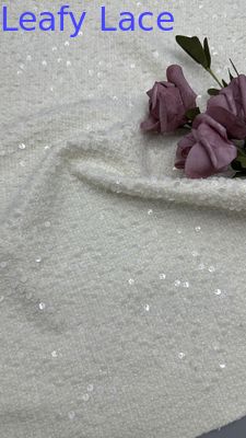 Tkanina z liściastej sekwinki z wyszytą koronką Tkanina ślubna Tkanina okazja luksusowa Elegancka tkanina