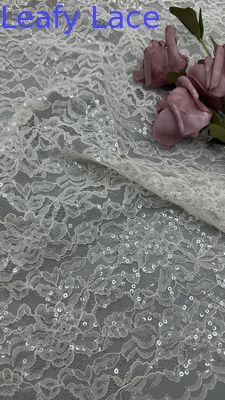 100% poliestrowy haftowanie Lusiate Sequin Sznurówka Tkanina liściasta Luxury Occasion Evening Tkanina