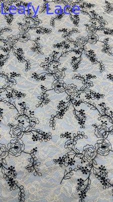 Broderia Wieczorna Broderowa tkanina koronka liściana Luksusowa tkanina ślubna