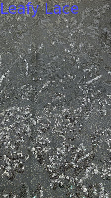 Czarny Sexy Sequin Wyświetlony Sznurówka Tkanina Dekoracyjna Mesh Leafy Dla kostiumów