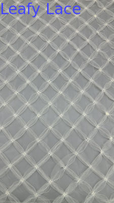 Francuska Chantilly Dębowa Tkanina Oddychaj Plaid Sequin Mesh Dębowa Tkanina Liściana Tkanina
