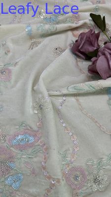 Kultura Wschodnia Tkanina liściasta Sequin Floral Dent Fabric for Dressmaking Dinner Gowns Lśniąca tkanina