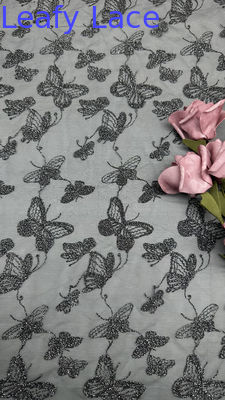 Motyl Luxury Chemiczna koronka Tkanina Romantyczna koronka na wesele Couture Czarne siatki sukienki