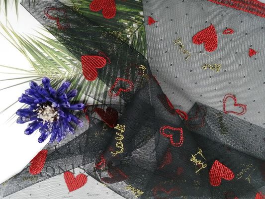 Czerwony tiul Mesh Eco Friendly 49-calowy kolorowy haft