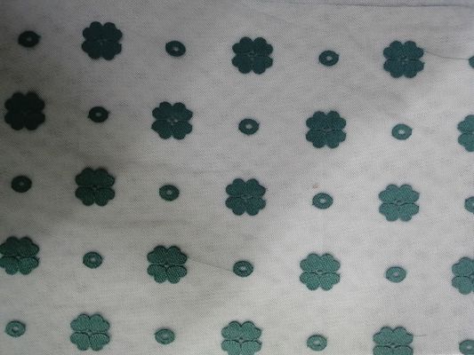 Recycled AZO Free Women Dress Green Haftowana Koronkowa Tkanina