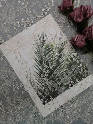 Francuski Chantilly Pomarańczowy Tiul Lurex Metaliczny Srebrny Koronkowy Tkanina