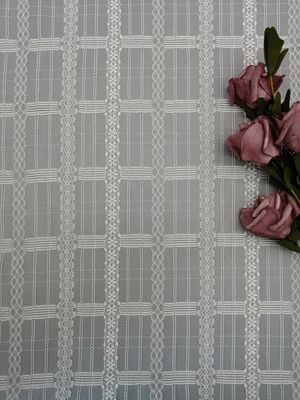 Biała geometryczna siatkowa tiulowa tkanina z koronki Lekka damska sukienka