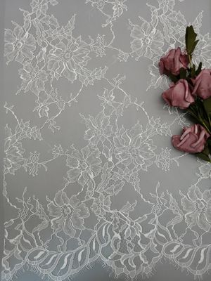 100% nylon 145 CM biały kwiatowy koronkowy tiulowy haft z miękkiej koronki