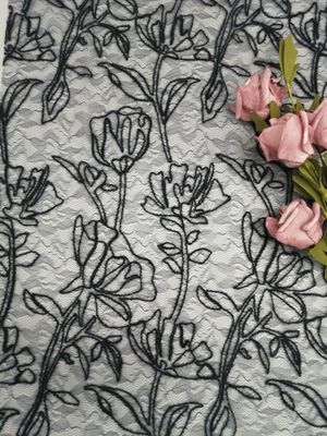 Corded Black Embroidery 3D kwiecista tkanina Koronkowa kwiatowa tiulowa siatka