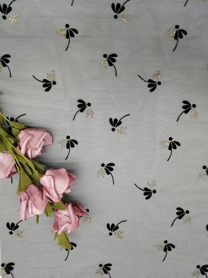 Tkanina z nadrukiem z folii flokowanej w kolorze granatowym 130 CM