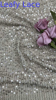 100% Haftowana Koronkowa Tkanina z Sekwinami, Dostosowana Nowa Kolekcja na Suknie Wieczorowe