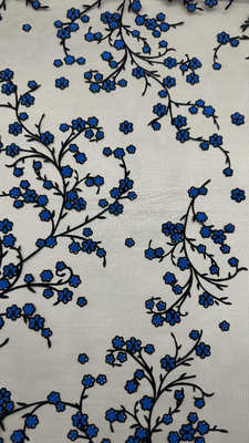 New Collection Design Flocked Mesh Fabric High Luxary Flowers for Elegant Leafy Party Fabric
