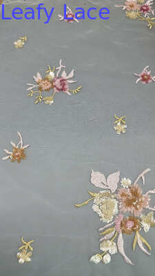 Tkanina haftowana cekinami i spersonalizowana koronka Luksusowa Wysokiej Jakości Specjalny Projekt na Suknie Ślubne