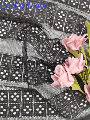 Black 100% Cotton Lace Fabric Hollow-up Patter Embroidered Pure Lace