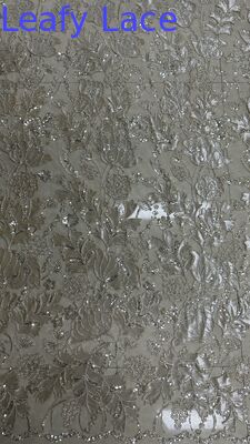 High-End Bridal Sequin Lace Fabric 3D Floral for Wedding Gowns Soft Bridal Lace Fabric for Elegant Wedding Dresses